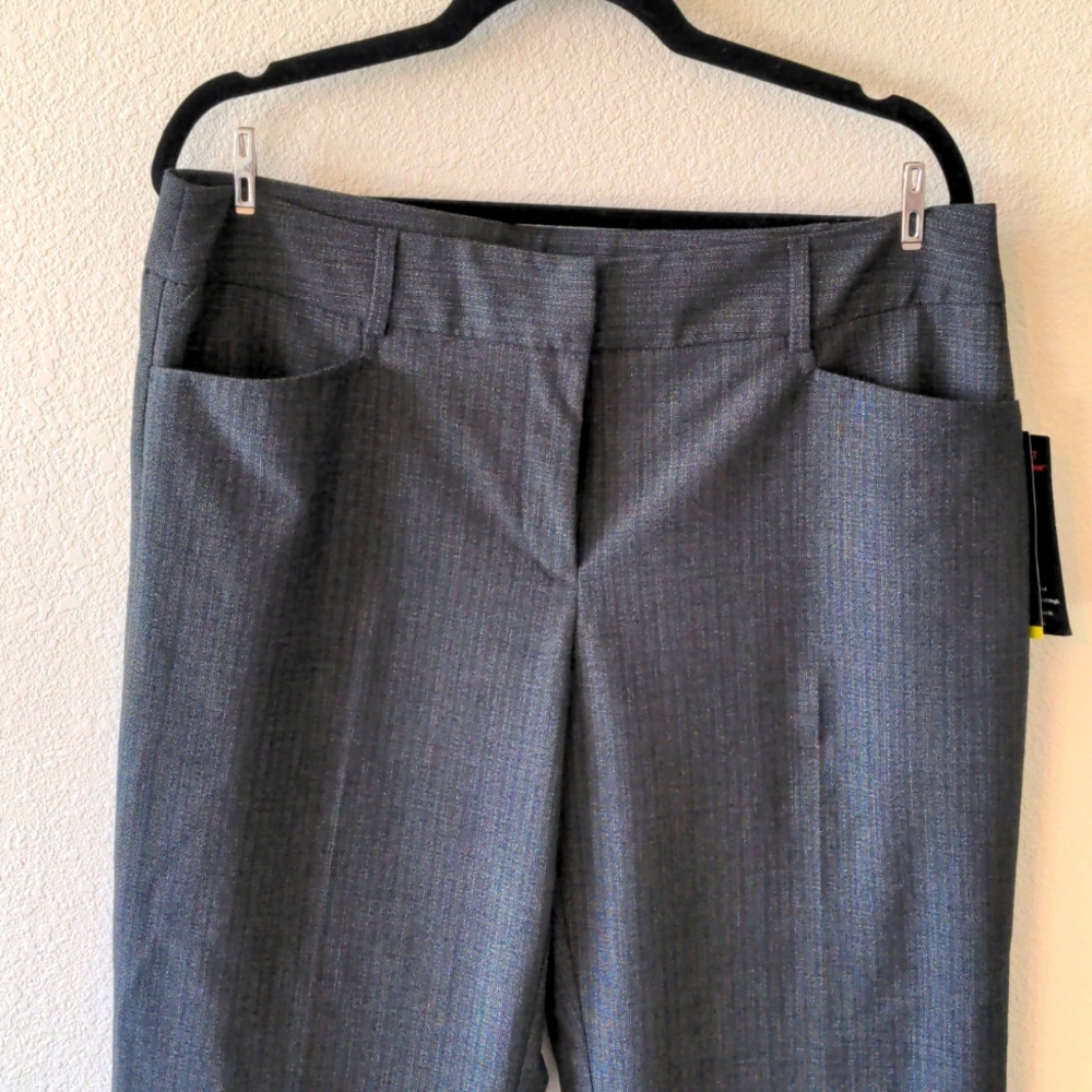 NWT Briggs New York Curvey Fit Wide Leg Charcoal Black Dress Pants Size 14